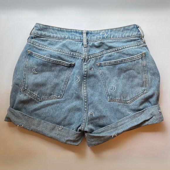 Whimsigoth Embroidered Moon Jean Shorts - Picture 3 of 5